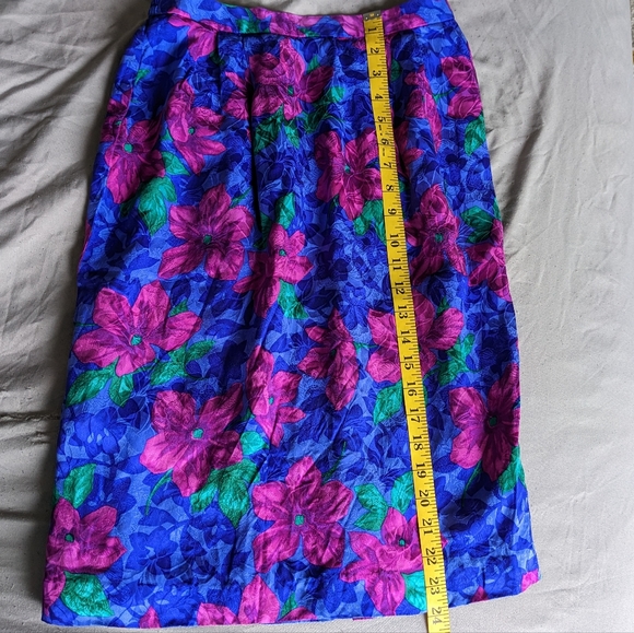 Vintage 100% silk dazzling floral pleated pencil skirt - Picture 16 of 16